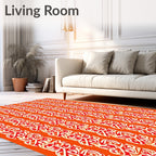 Orange Cream Swirl Vertical Stripe Fabric Rug