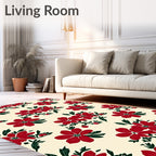 Crimson Floral Sprig Cream Rug