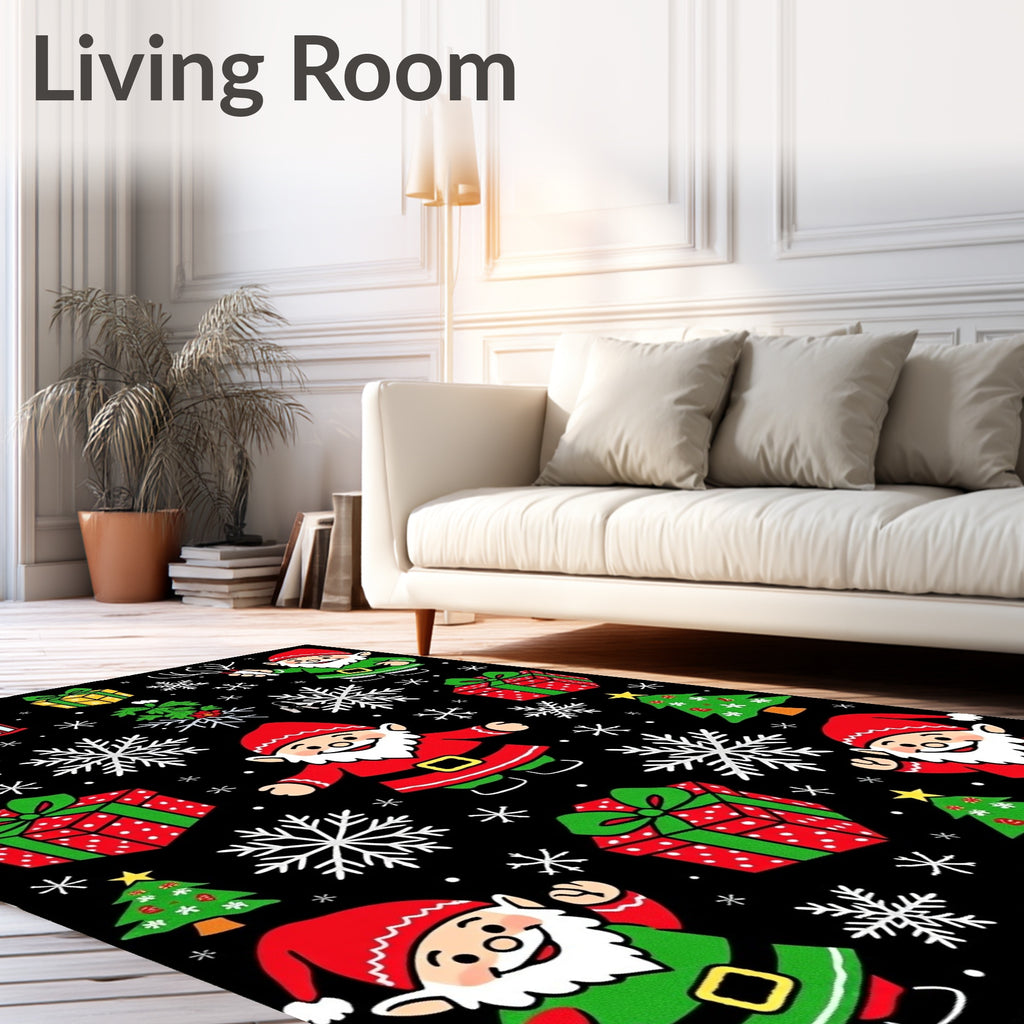 Festive Gnomes Snowflakes And Gifts Rug