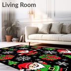 Festive Gnomes Snowflakes And Gifts Rug