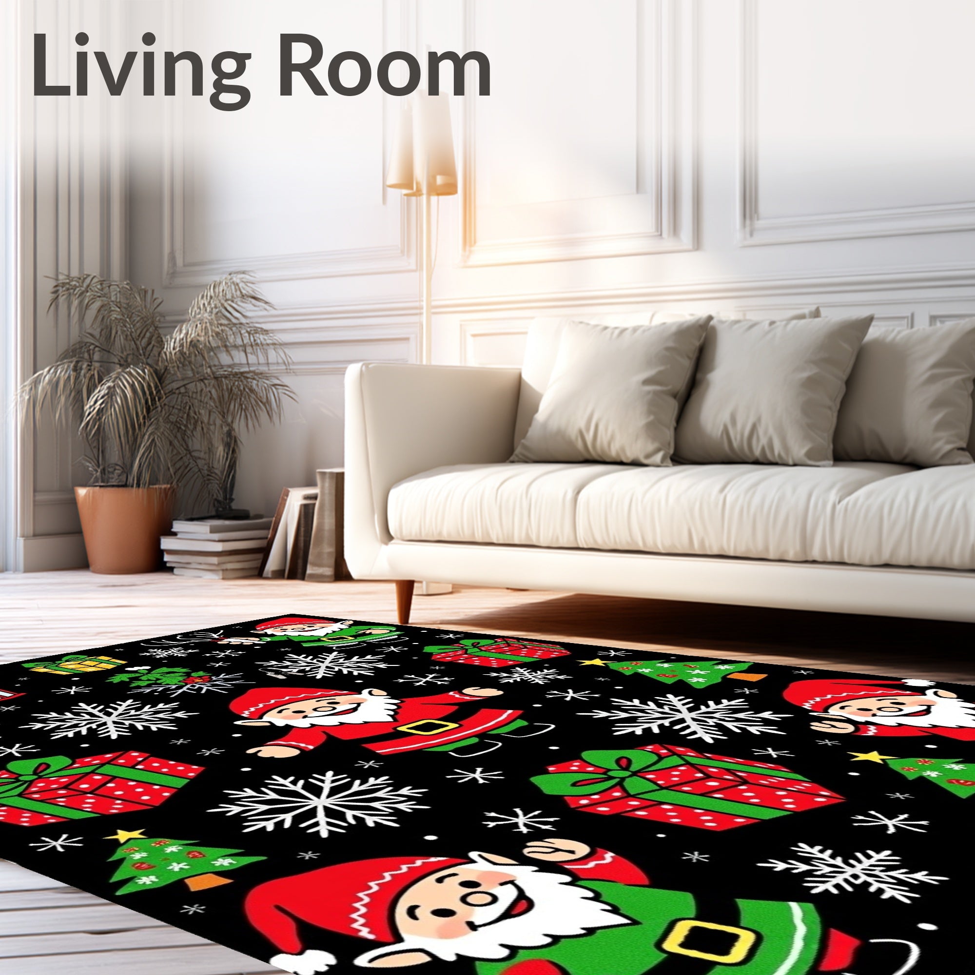 Festive Gnomes Snowflakes And Gifts Rug