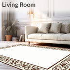 Rich Brown Ornate Scroll Border Rug