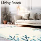 Winter Blue Evergreen Snowflake Accents Rug
