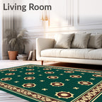Emerald Sunburst Medallion Border Rug