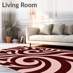 Burgundy Swirl Abstract Floral Rug