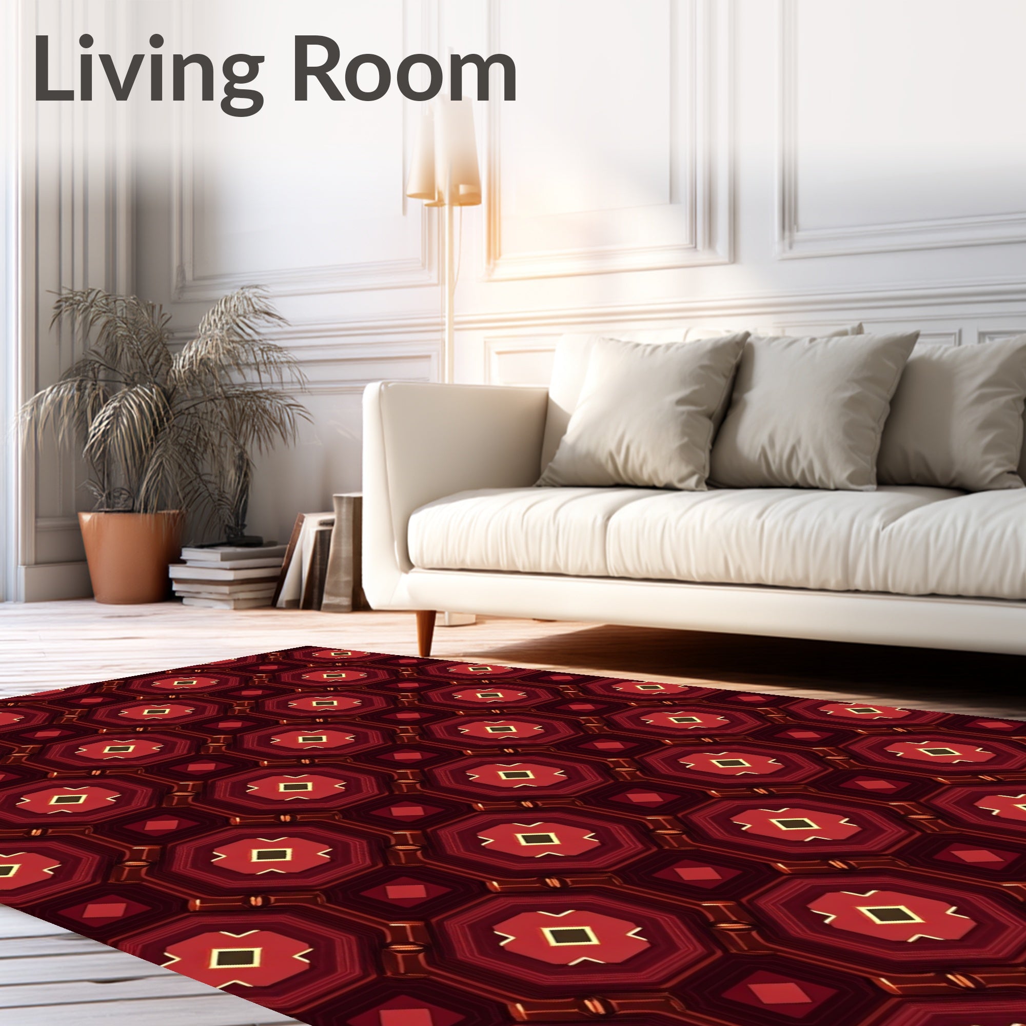 Deep Red Octagonal Medallion Rug