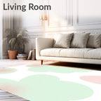 Soft Pink Mint Cloud Shapes Rug