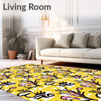 Whimsical Yellow Floral Abstract Rug