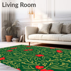 Rich Emerald Red Floral Vine Rug