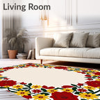 Vibrant Red Yellow Floral Garland Rug