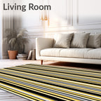 Bold Yellow Black White Stripe Rug