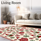 Festive Red Green Gnome Snowflake Scatter Rug