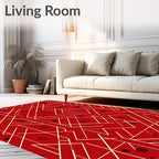 Crimson Geometric Interlocking Lines Circles Rug