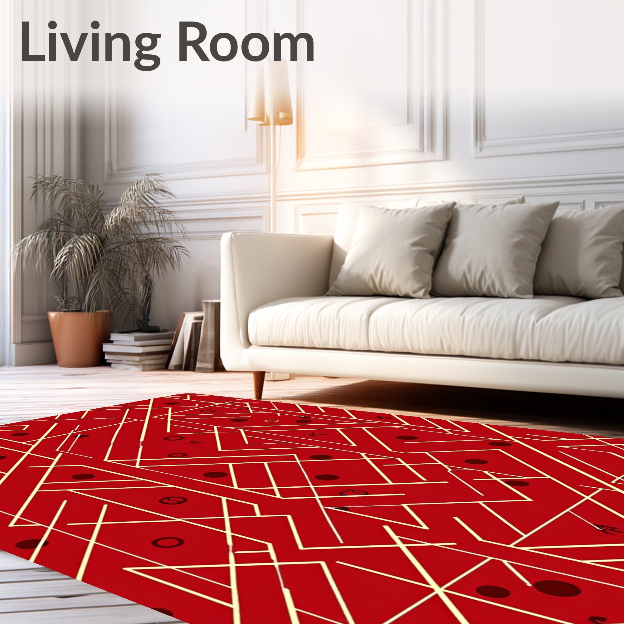 Crimson Geometric Interlocking Lines Circles Rug