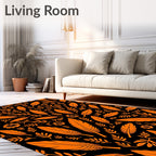 Orange Feather Floral Scatter Rug