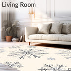 Winter Blue Snowflake Collage Rug