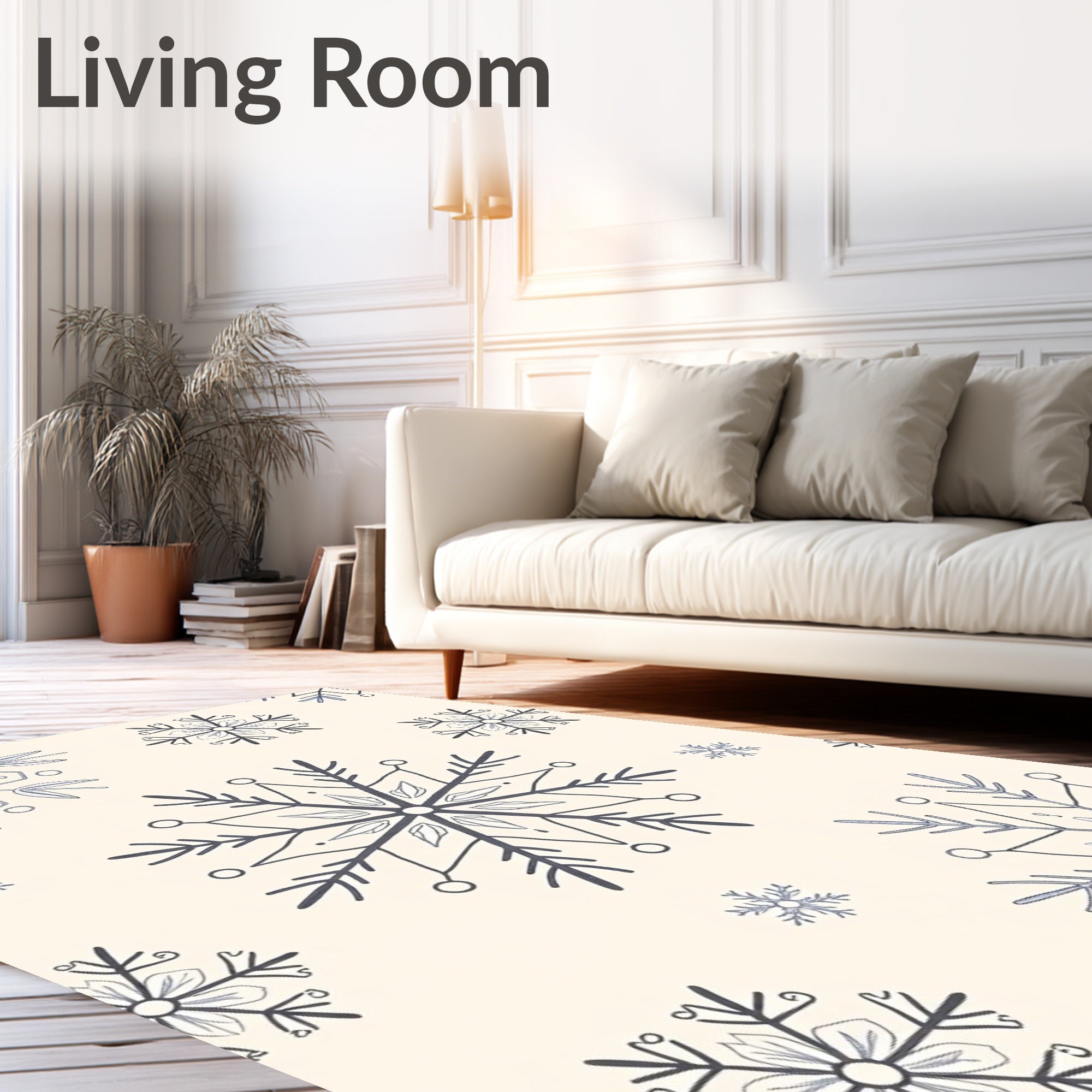 Winter Blue Snowflake Collage Rug