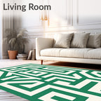 Emerald Green Maze Line Art Rug