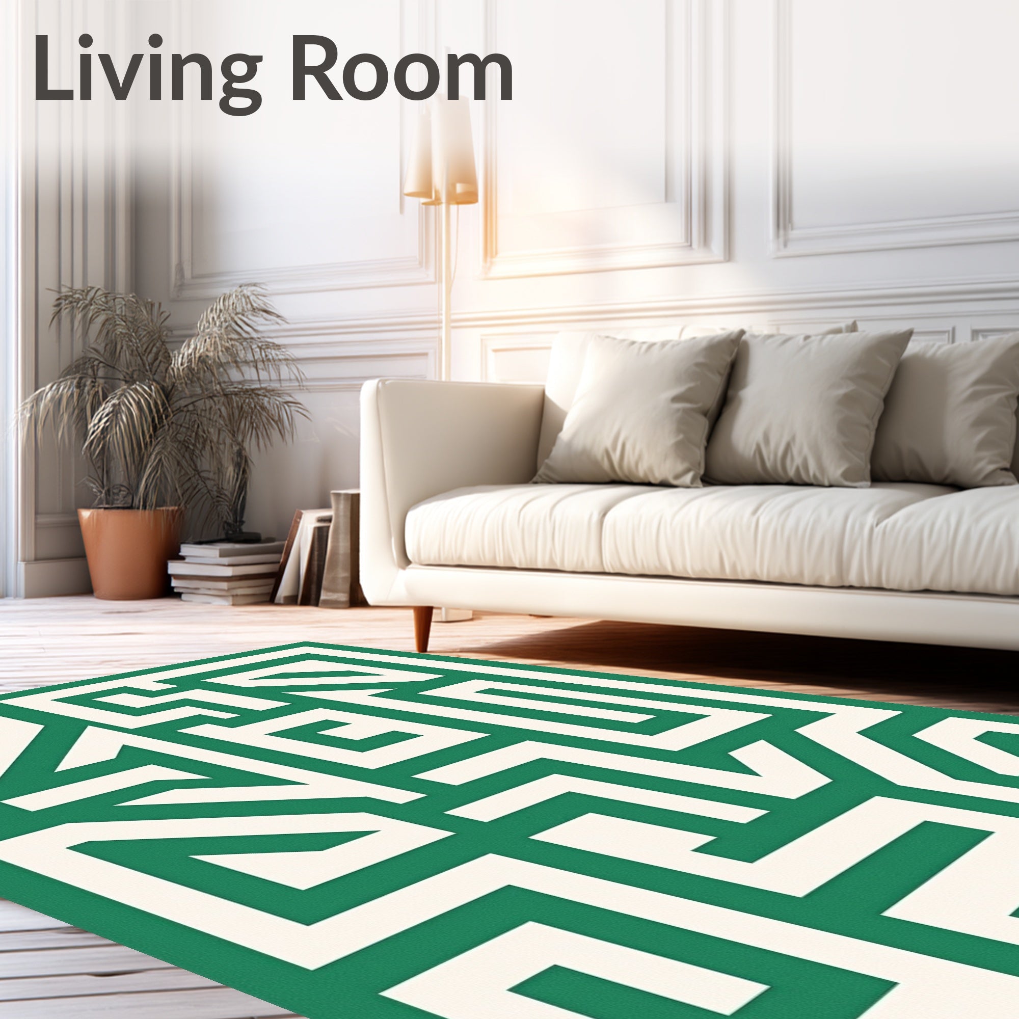 Emerald Green Maze Line Art Rug