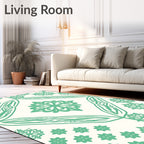 Mint Green Floral Geometric Medallion Rug