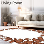 Earthy Brown Leafy Corner Border Rug