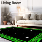Neon Green Celestial Starry Night Rug