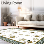 Grand Golden Starburst Floral Border Rug