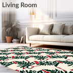 Emerald Green Red Evergreen Trees Rug