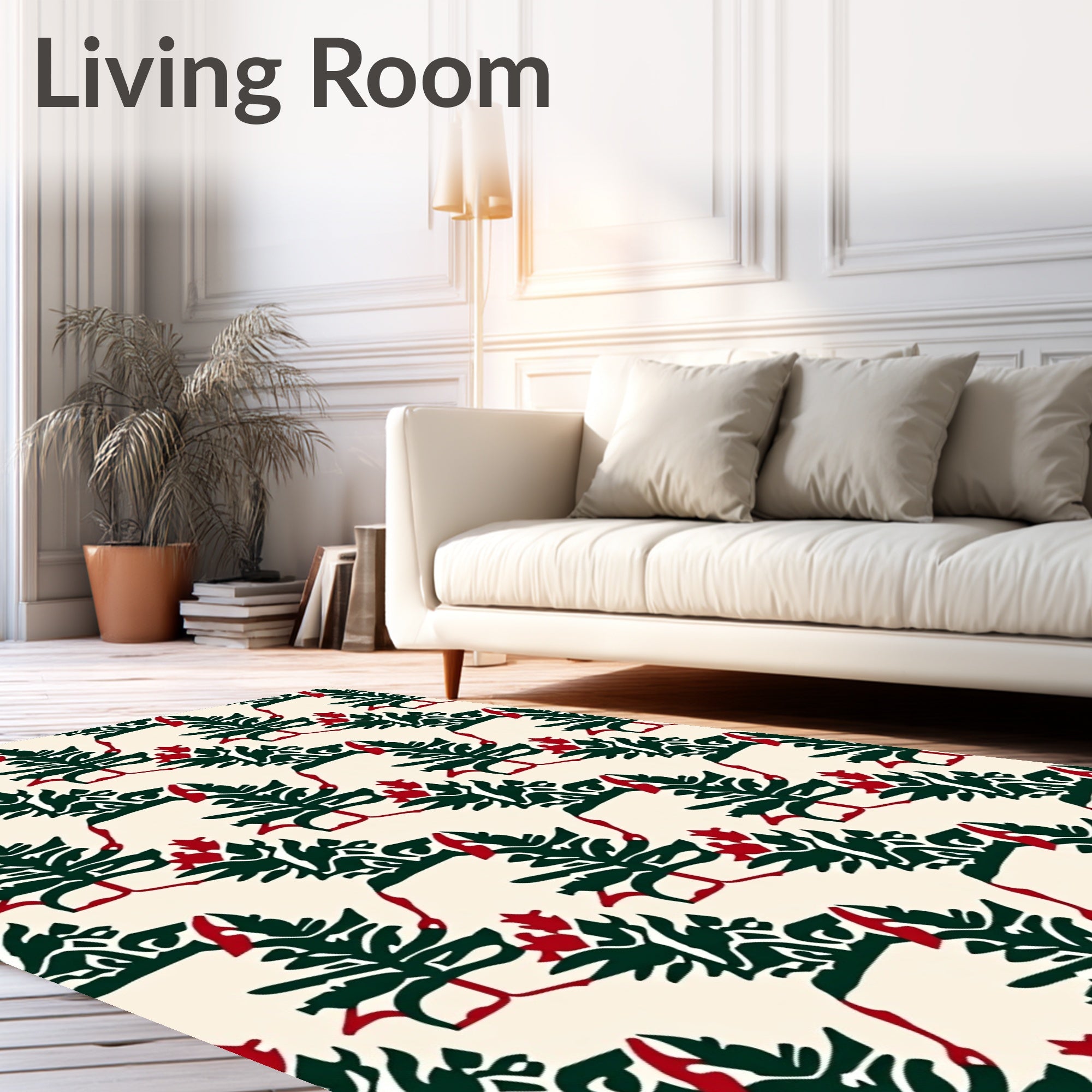 Emerald Green Red Evergreen Trees Rug
