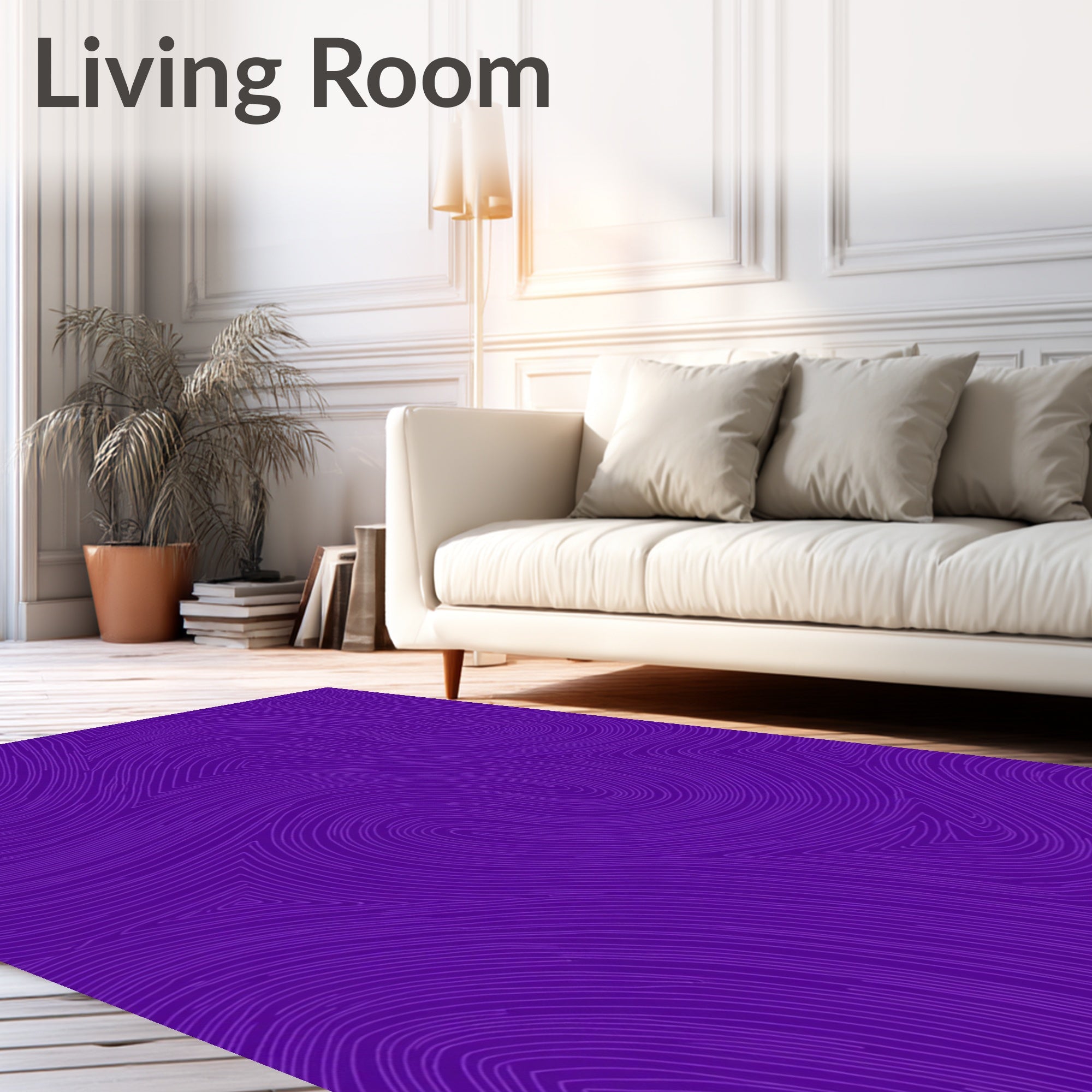 Vibrant Purple Swirl Line Art Rug