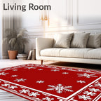 Crimson Snowflake Border Rug