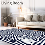 Black White Labyrinth Tribal Rug