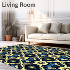 Navajo Inspired Blue Yellow Kaleido Rug