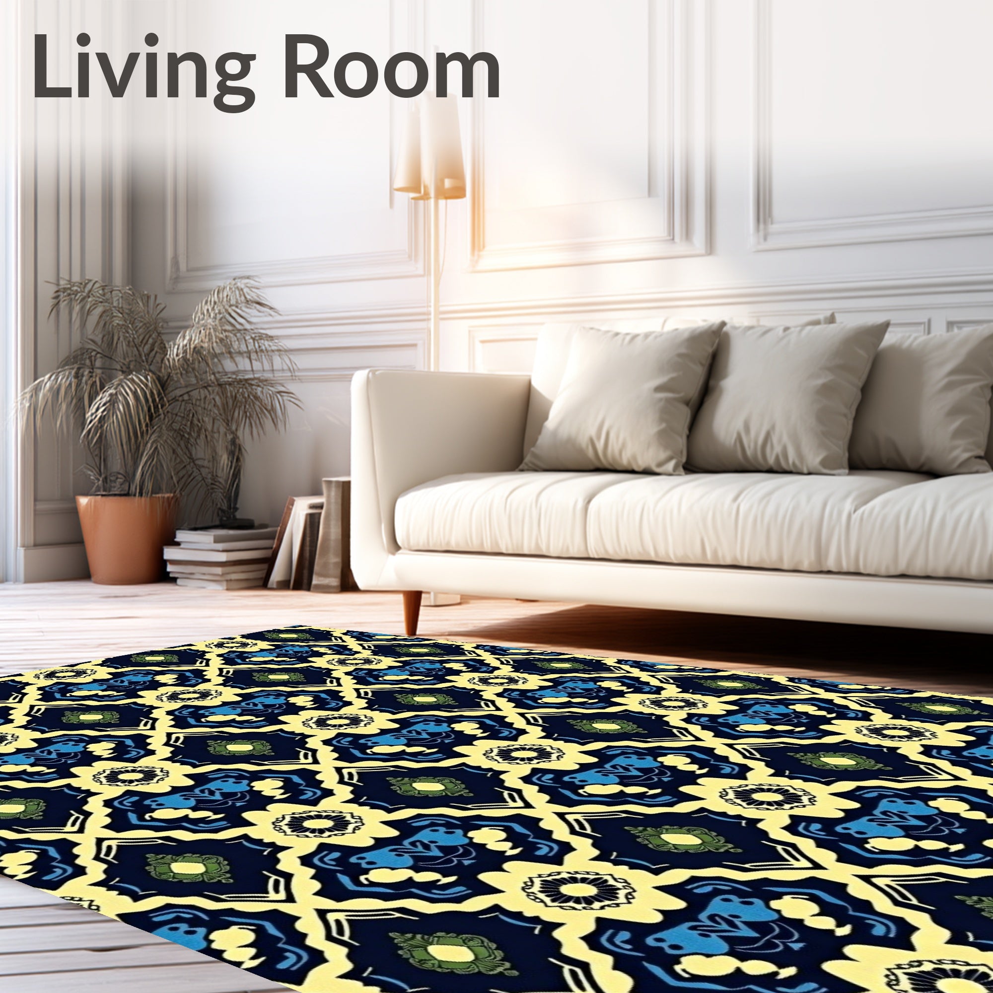 Navajo Inspired Blue Yellow Kaleido Rug