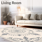 Slate Gray Floral Medallion Border Rug