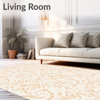 Cream Swirl Abstract Botanical Arrangement Rug