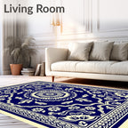 Deep Blue Floral Medallion Rug