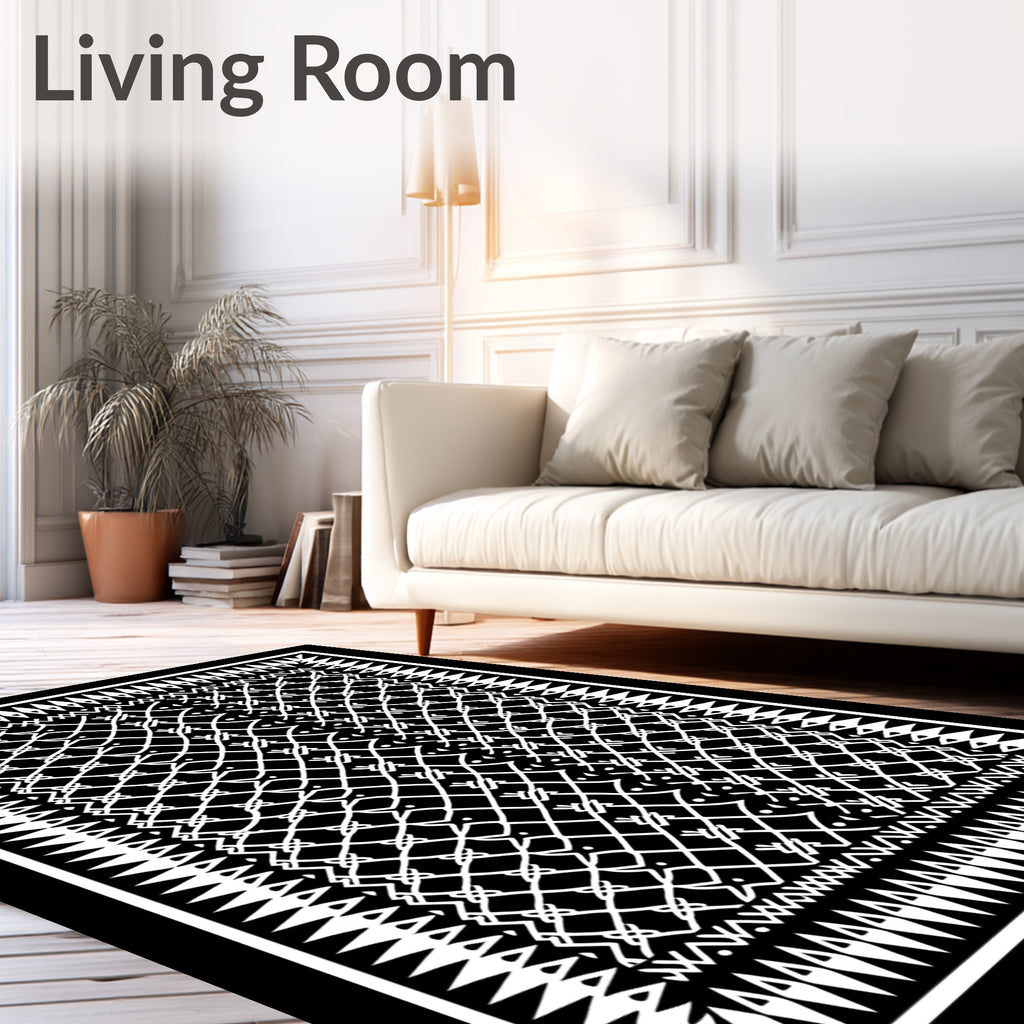 Monochromatic Intricate Lattice Border Rug