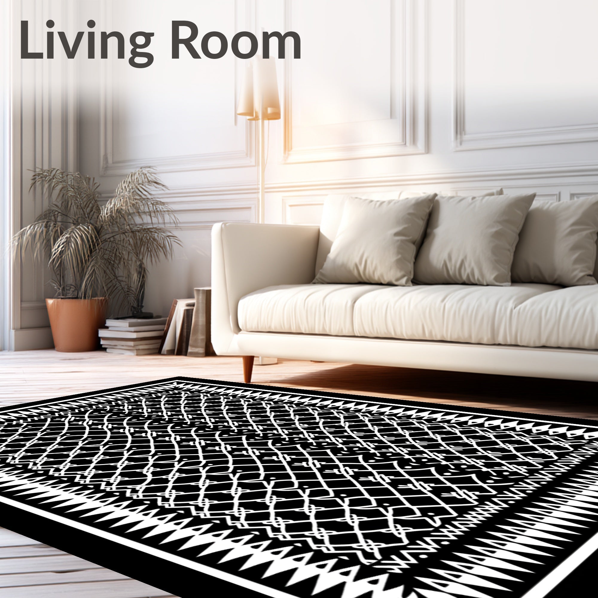 Monochromatic Intricate Lattice Border Rug