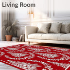 Crimson White Fir Laurel Medallion Rug