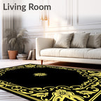 Golden Floral Border with Center Star Rug