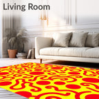 Vibrant Red Swirl Dots Rug