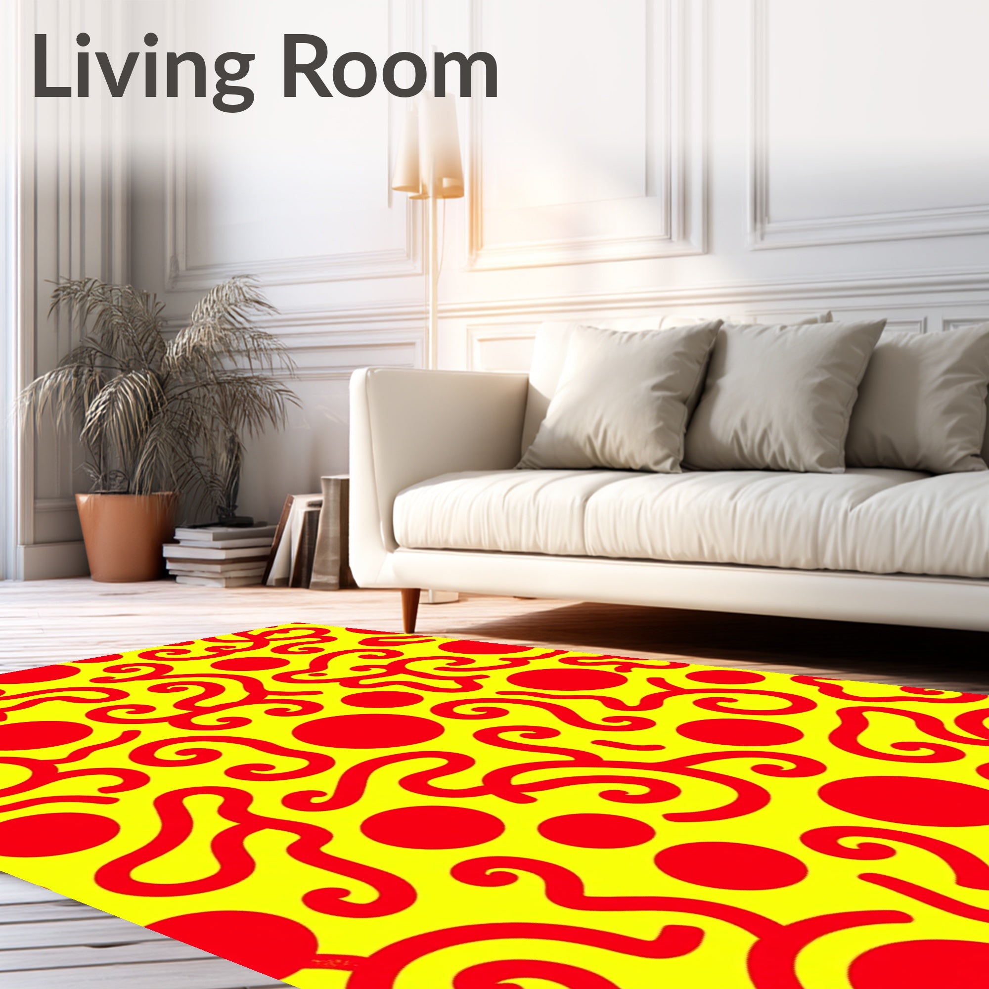 Vibrant Red Swirl Dots Rug