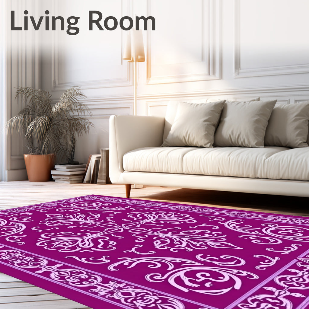 Ornate Magenta Floral Medallion Rug