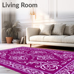Ornate Magenta Floral Medallion Rug