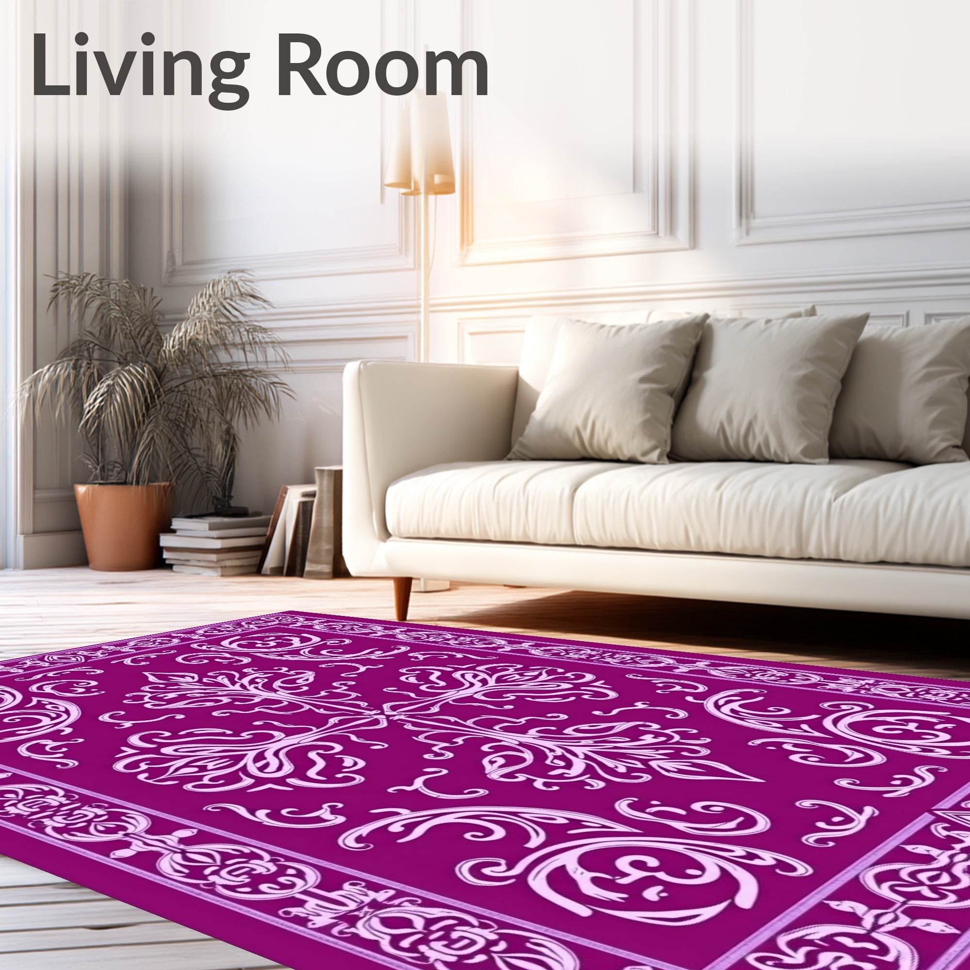 Ornate Magenta Floral Medallion Rug