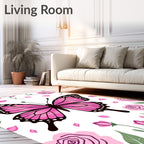 Pink Butterfly Rose Garden Rug