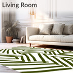 Olive Green Abstract Chevron Lines Rug