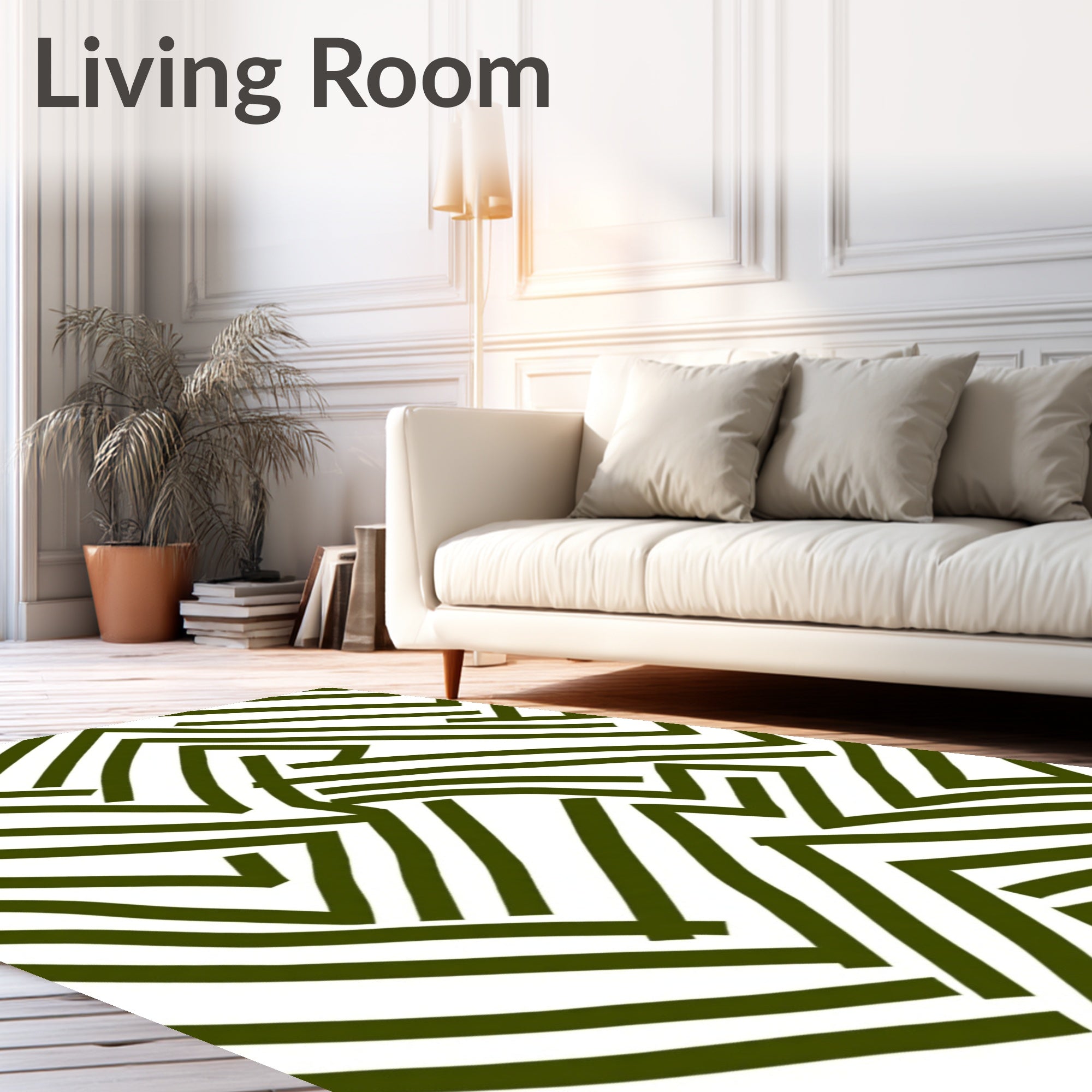 Olive Green Abstract Chevron Lines Rug