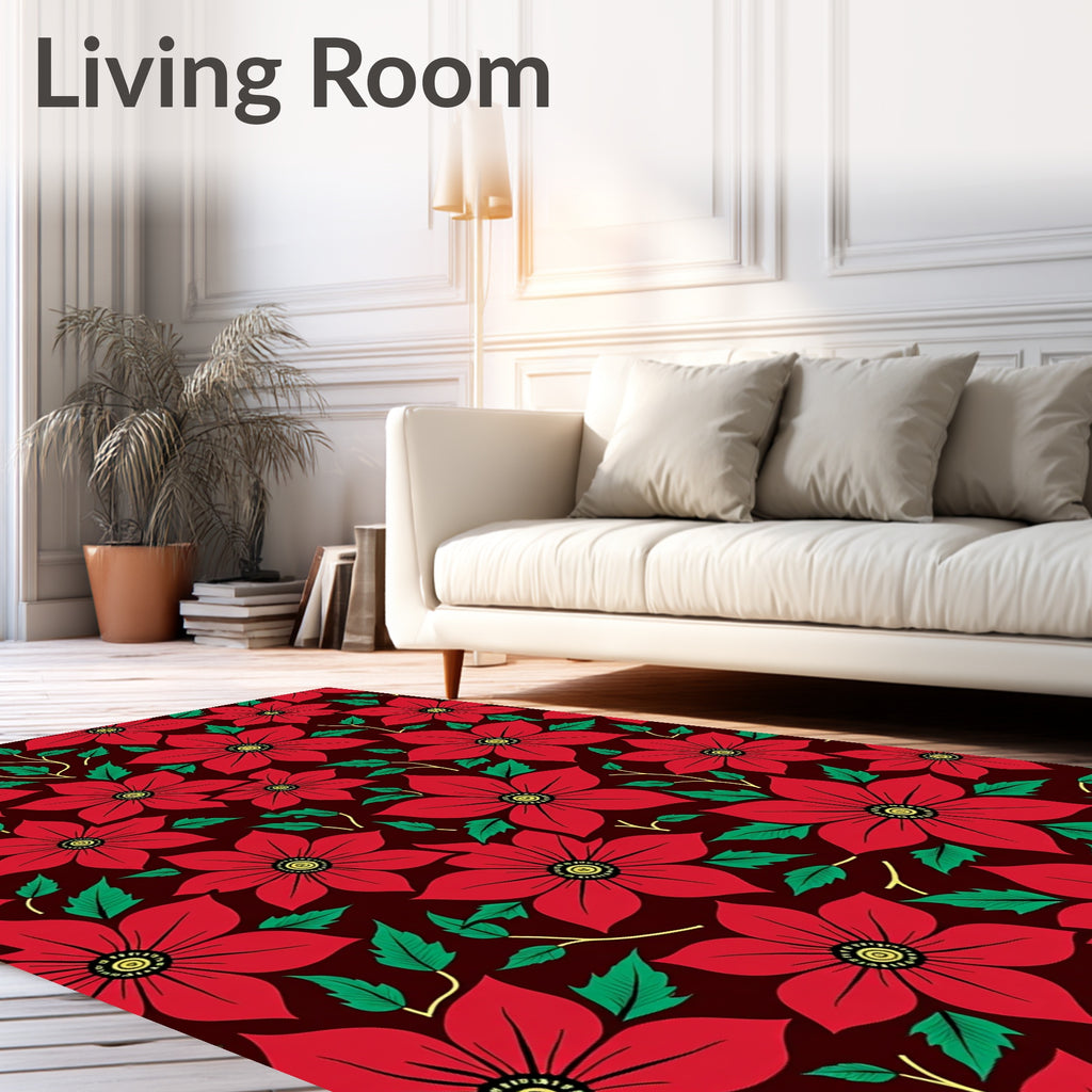 Bold Red Floral Scatter Garden Rug